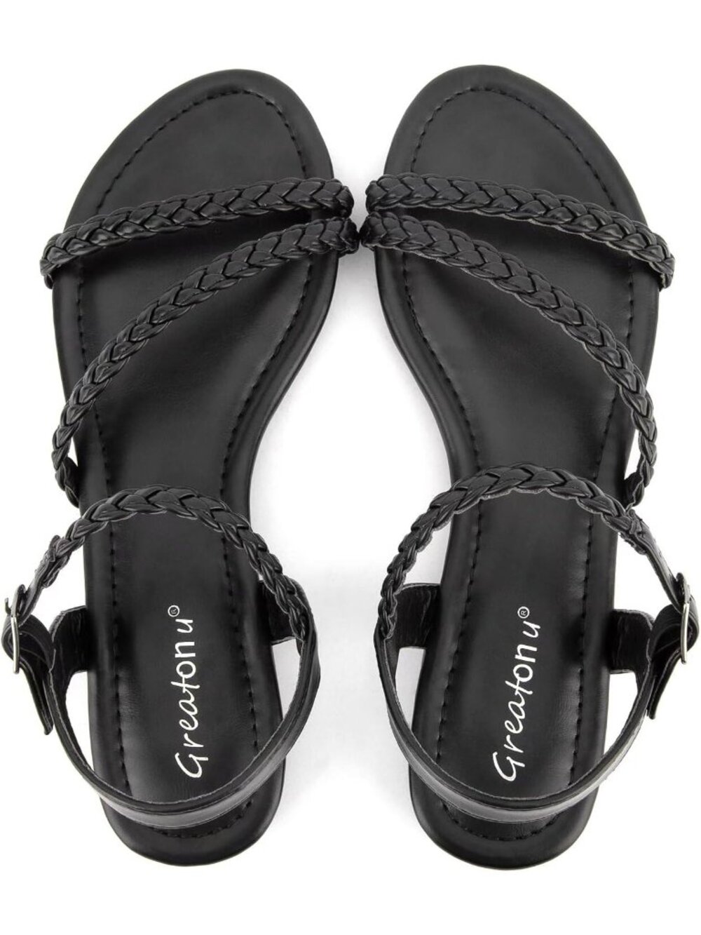 Women’s Flat Sandals Slip On Black Summer Gladiator Open Toe Slingback Shoes